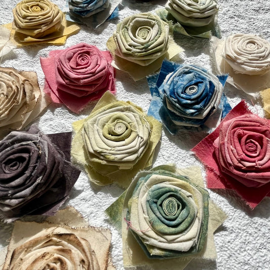 Vintage Handmade Tie-Dye Fabric Rose – Gothic Junk Journal Decoration / Scrapbook Embellishment