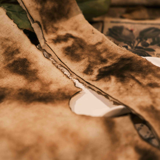 Vintage-style distressed wabi-sabi fabric, junk journal/notebook/poster cloth, decorative photo backdrop.