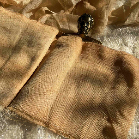 Coffee-dyed gauze, vintage-style journal collage DIY accessory, junkjournal base layer, versatile tear-edge mesh fabric