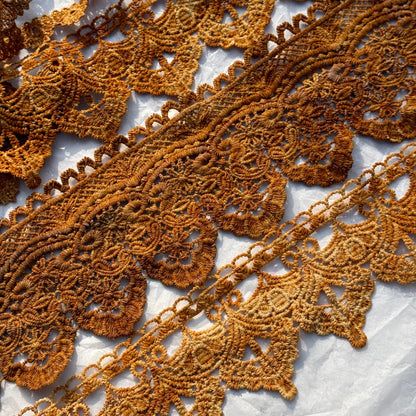 Hand-Dyed Rust Lace Trim — Vintage-Style Junk Journal & Art Diary Accent