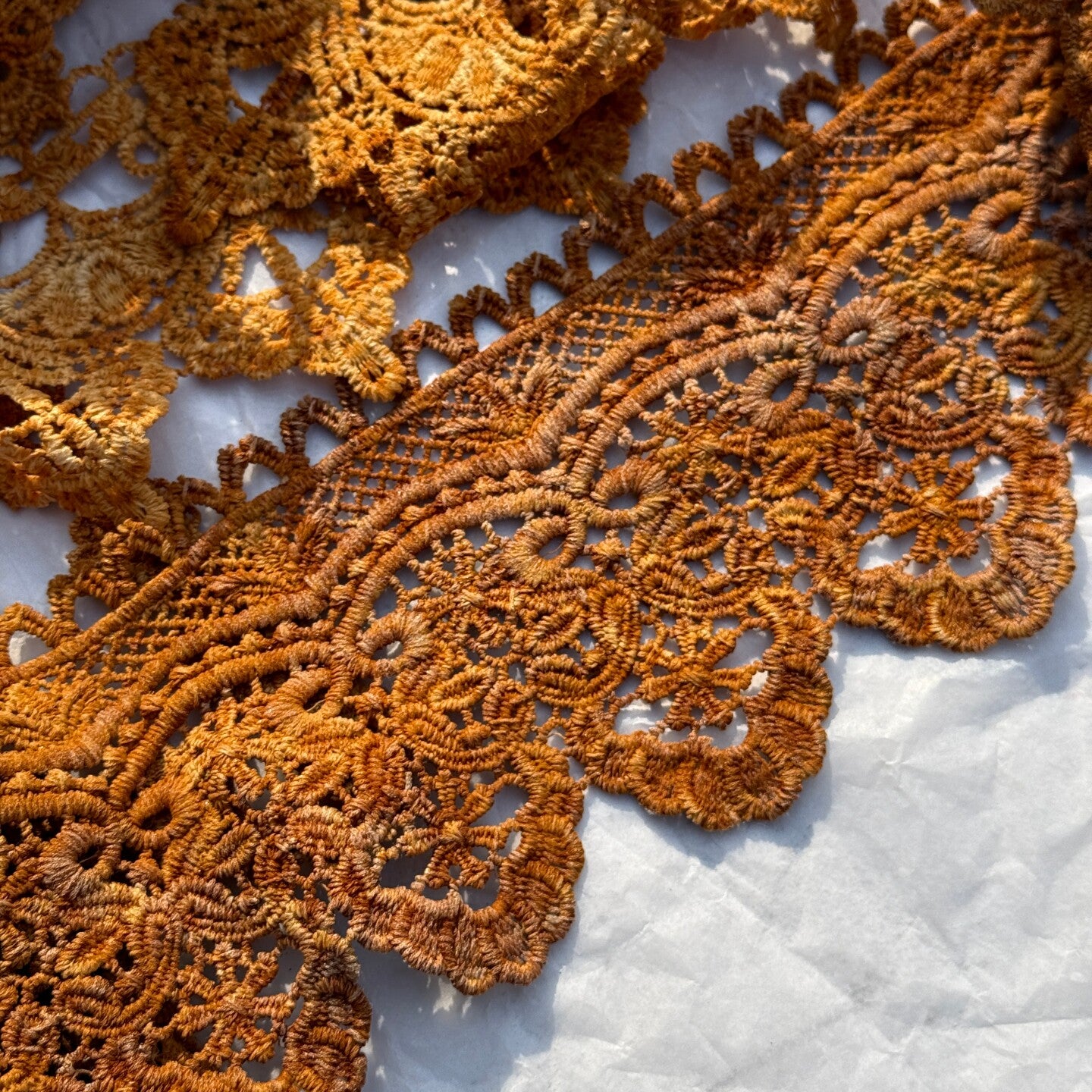 Hand-Dyed Rust Lace Trim — Vintage-Style Junk Journal & Art Diary Accent