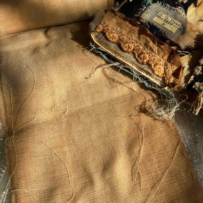 Coffee-dyed gauze, vintage-style journal collage DIY accessory, junkjournal base layer, versatile tear-edge mesh fabric