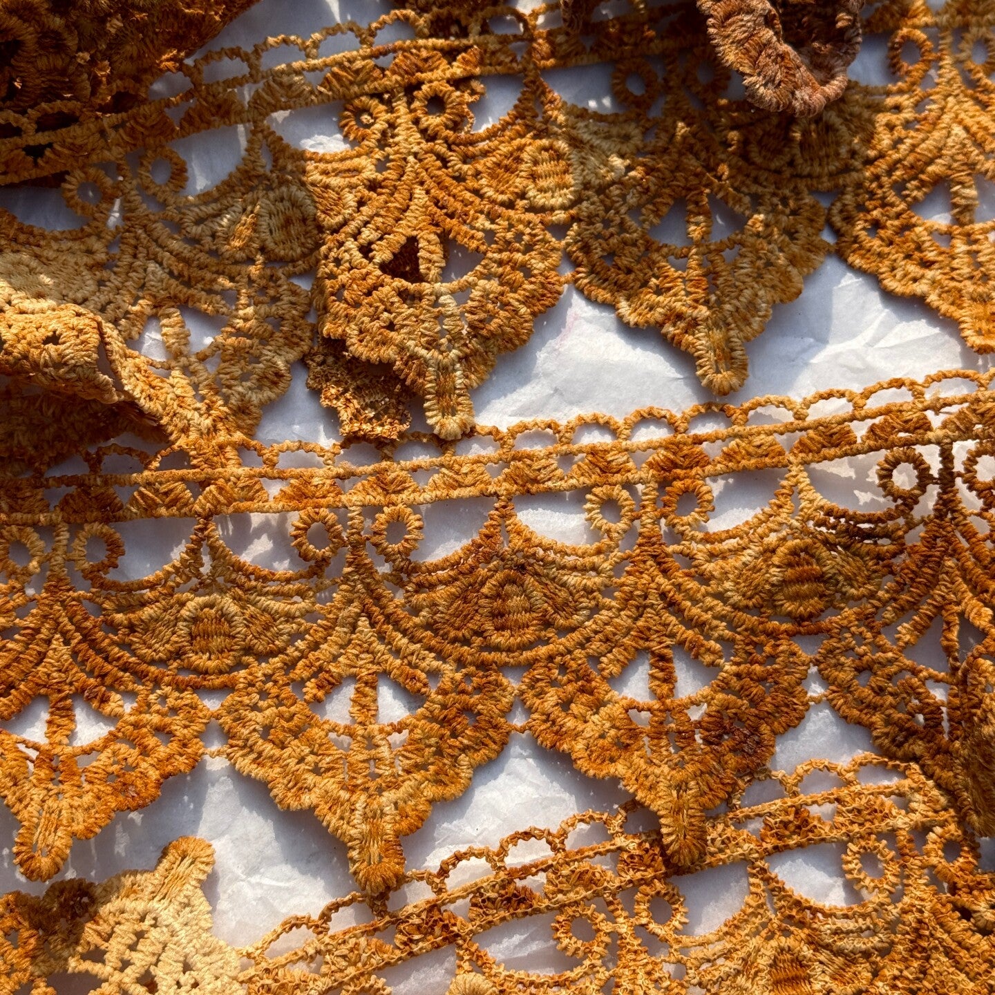 Hand-Dyed Rust Lace Trim — Vintage-Style Junk Journal & Art Diary Accent