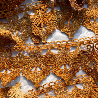 Hand-Dyed Rust Lace Trim — Vintage-Style Junk Journal & Art Diary Accent