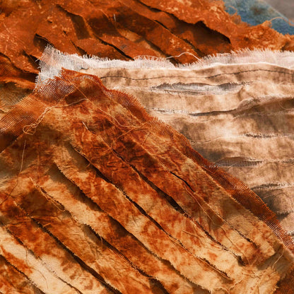 Rust-Dyed, Burned-Edge, Wasteland Punk-Style Hand-Torn Fabric — Vintage Journaling Art