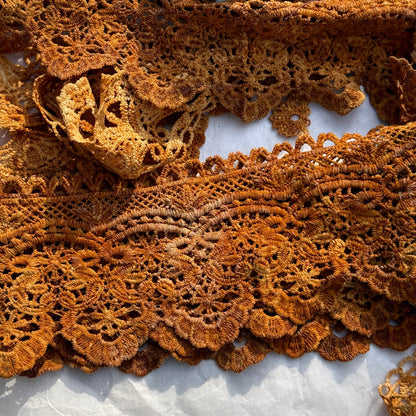 Hand-Dyed Rust Lace Trim — Vintage-Style Junk Journal & Art Diary Accent