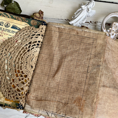 Tea-dyed gauze Junk Journal - Retro and versatile TN journal collage base decoration with torn edge mesh fabric accessories
