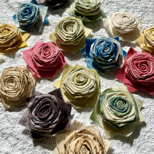 Vintage Handmade Tie-Dye Fabric Rose – Gothic Junk Journal Decoration / Scrapbook Embellishment