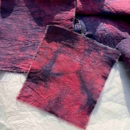 Handmade plant-dyed indigo-dyed vintage powder blue distressed fabric - magical decoration for journals.