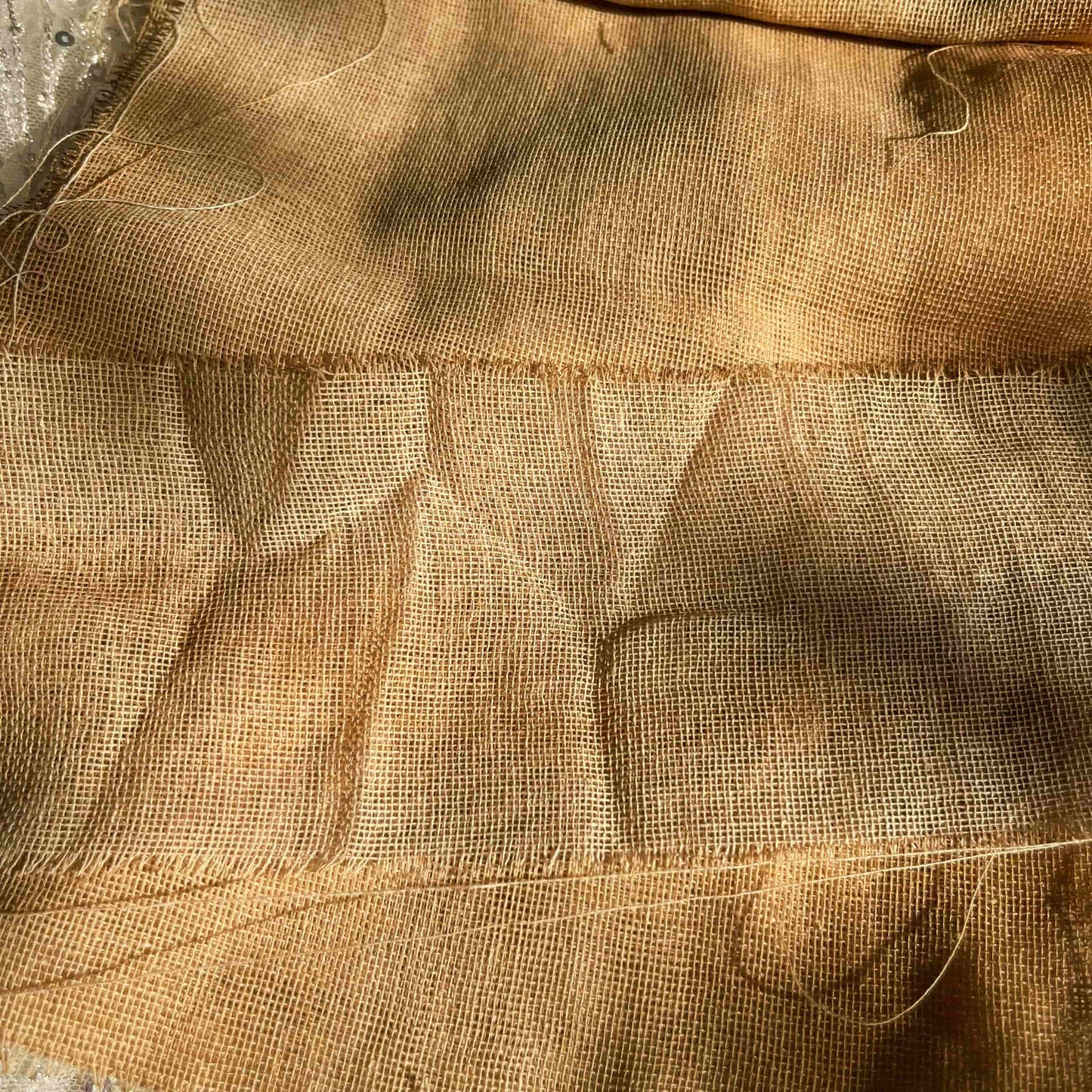 Coffee-dyed gauze, vintage-style journal collage DIY accessory, junkjournal base layer, versatile tear-edge mesh fabric