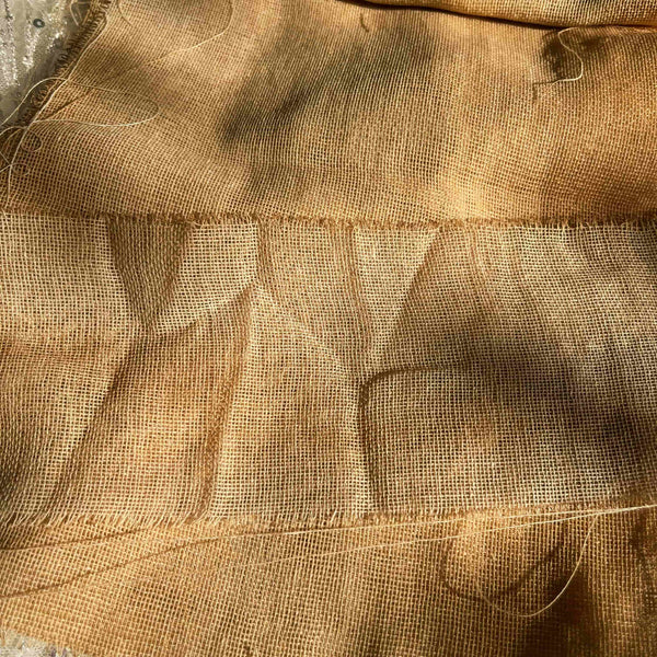 Coffee-dyed gauze, vintage-style journal collage DIY accessory, junkjournal base layer, versatile tear-edge mesh fabric
