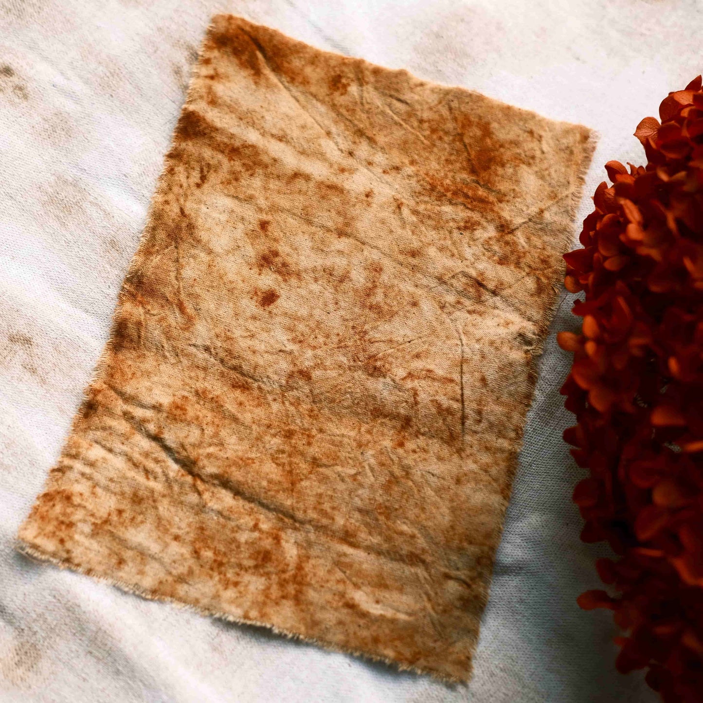 Purely Handcrafted, Rust-Dyed, Mottled & Distressed Decorative Fabric — Artistic Journaling & DIY Crafting