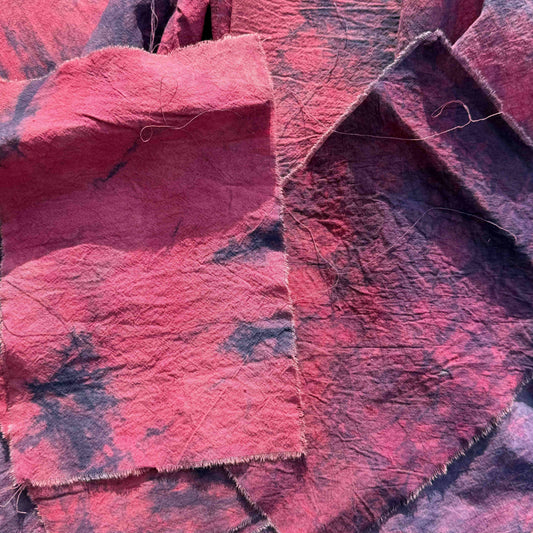 Handmade plant-dyed indigo-dyed vintage powder blue distressed fabric - magical decoration for journals.