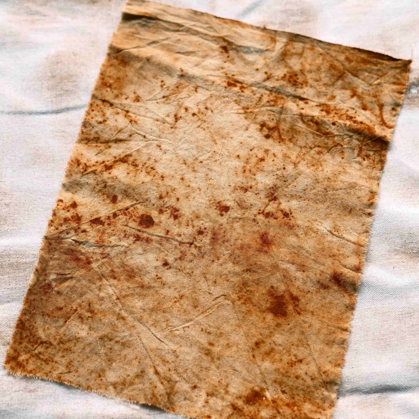 Purely Handcrafted, Rust-Dyed, Mottled & Distressed Decorative Fabric — Artistic Journaling & DIY Crafting