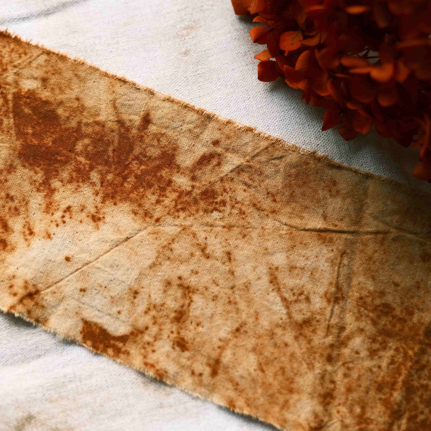 Purely Handcrafted, Rust-Dyed, Mottled & Distressed Decorative Fabric — Artistic Journaling & DIY Crafting
